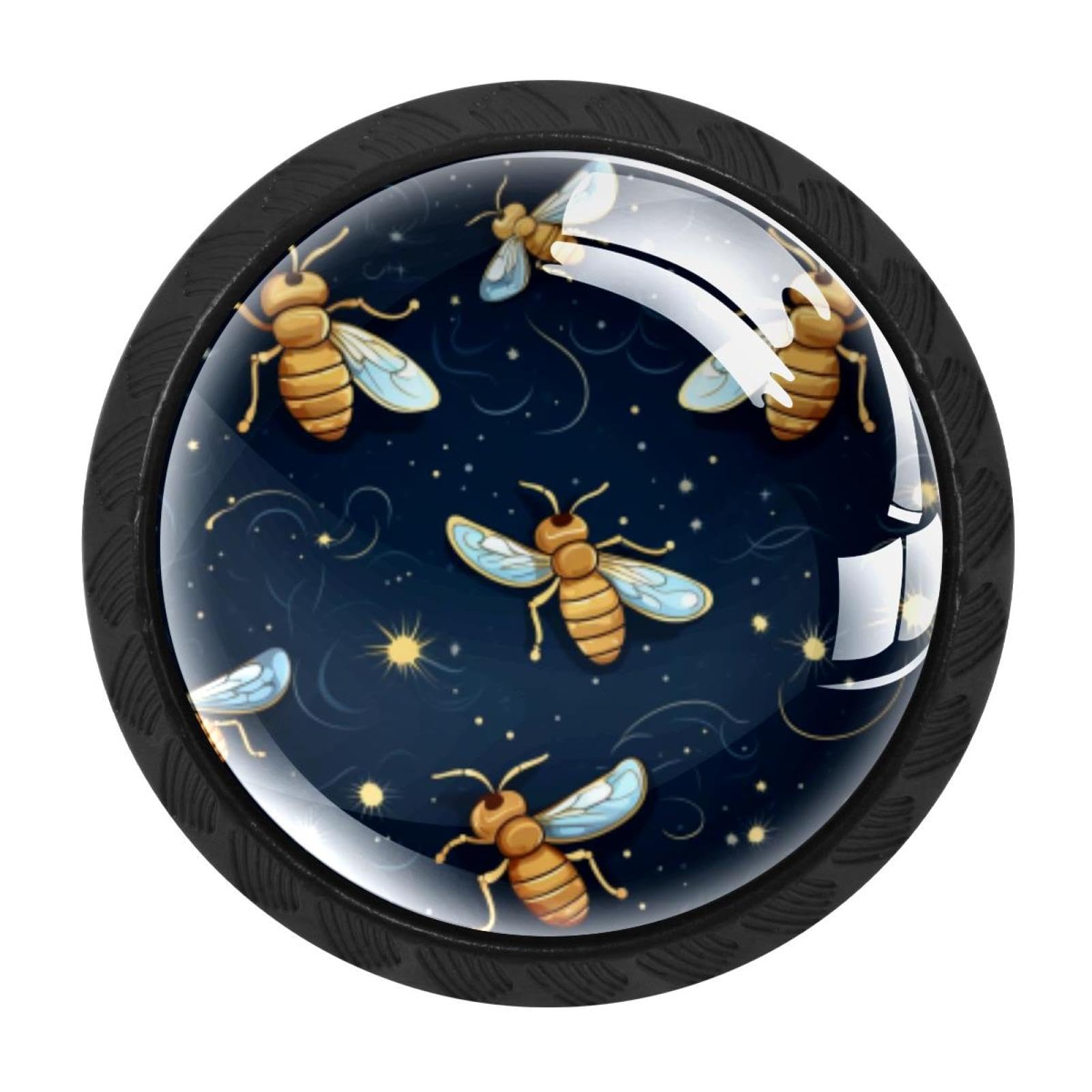 Chenzzzz Multicolored 04 4 Pack Black Starry Bee Kitchen Handles, Cabinet Pulls Hardware For Cupboard Drawer Knobs Dresser Pulls