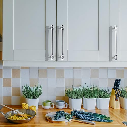 Miniatura 43 de Asidrama Paquete de 6 manijas de gabinete de cocina de latón cepillado de 12.6 pulgadas (12.598 in), tiradores de gabinete, accesorios de gabinete