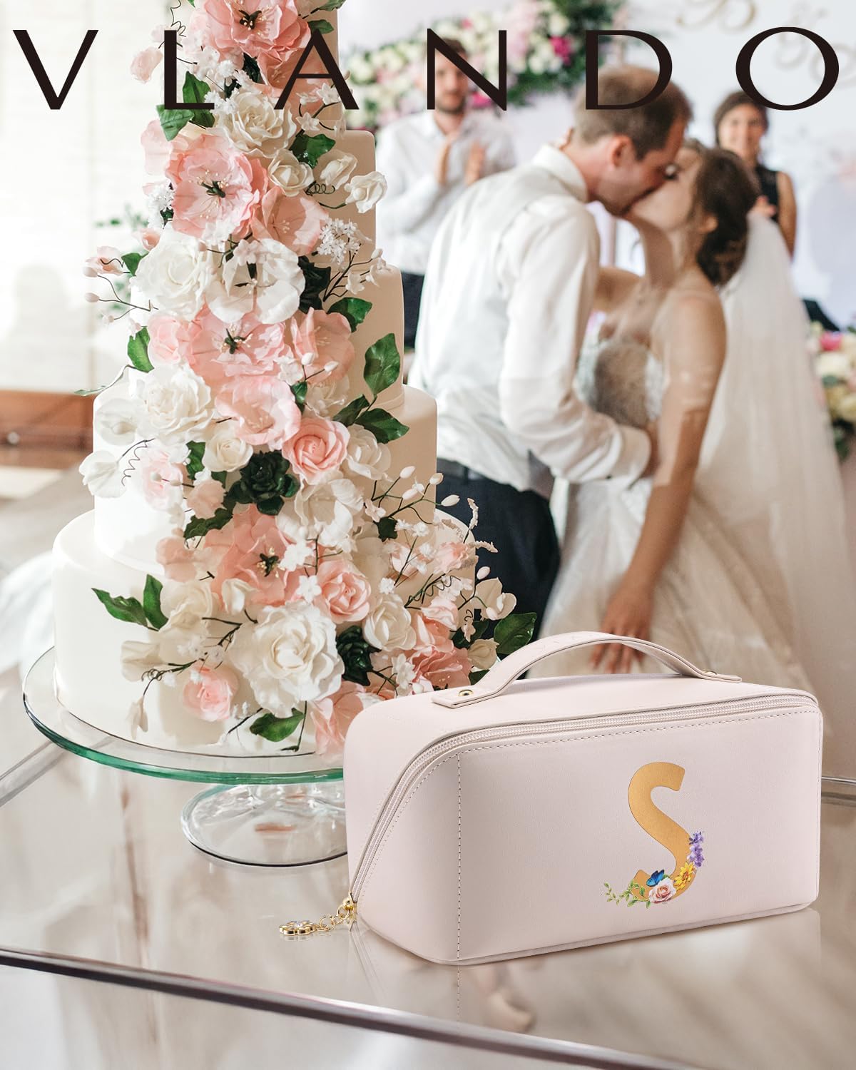 Vlando Bridesmaid Gifts for Wedding Day,Makeup Travel Bag, Gift Ideas for Women,Traveler,Maid Of Honor Personalized Bachelorette Party Gifts Birthday Gifts for Women Female(Letter S) - Image 5