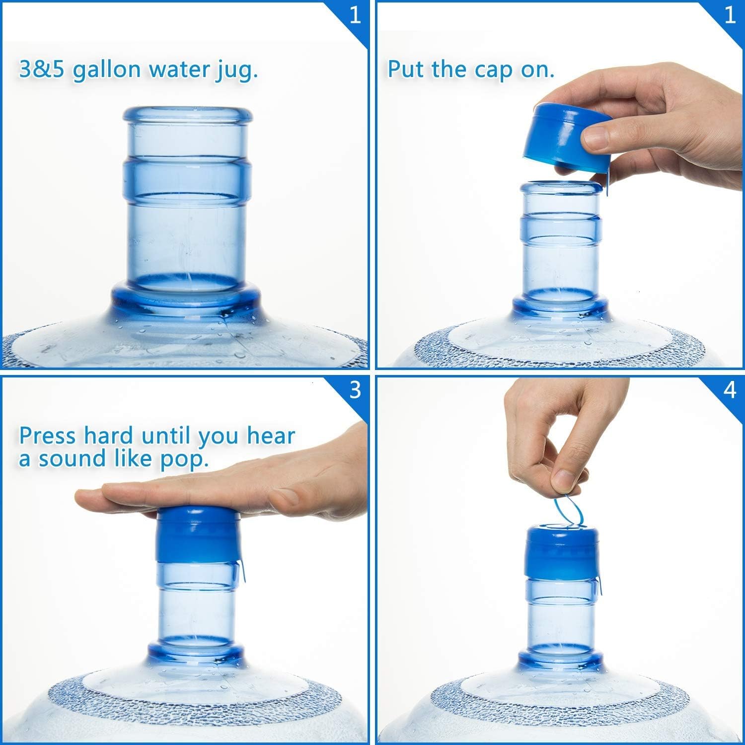 Gonioa 30 Pack 3 & 5 Gallon Non-Spill Bottle Caps 55mm, Anti Splash Bottle Caps Reusable for 55mm 3 and 5 Gallon Water Jugs, Reusable Lids for Water Dispenser Jugs Water Containers
