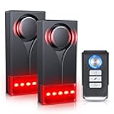 Car Anti-Theft Vibration Alarm, ELECTOP 108dB Automobile Vibration Sound & Light Alert, Wireless Remote Car Alert Automotive Warning Interior Safety Light with 2pcs Alarm