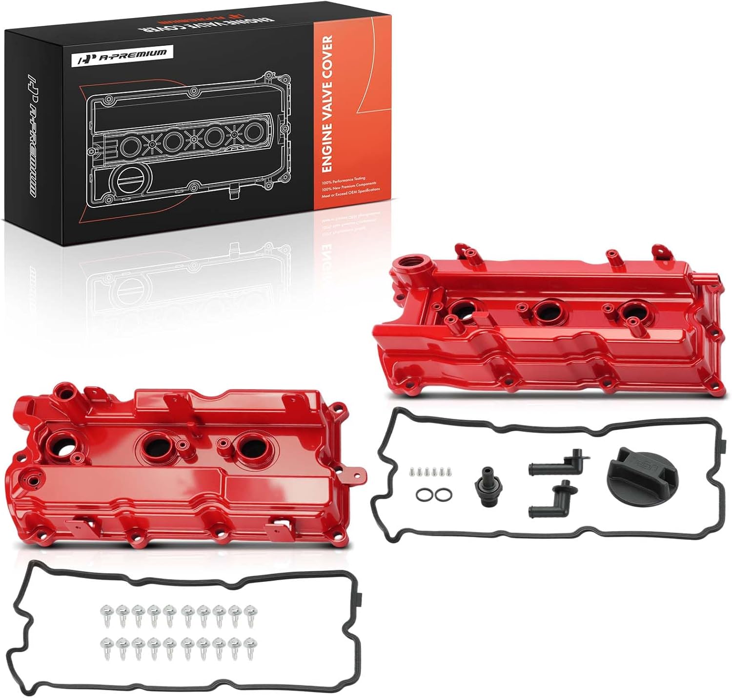 A-Premium Upgraded Aluminum Front & Rear Engine Valve Cover Compatible with Nissan Altima 2002-2006, Murano 2003-2007, Maxima 2002-2008, Quest 2006-2009 & Infiniti I35 2002-2004, 3.5L