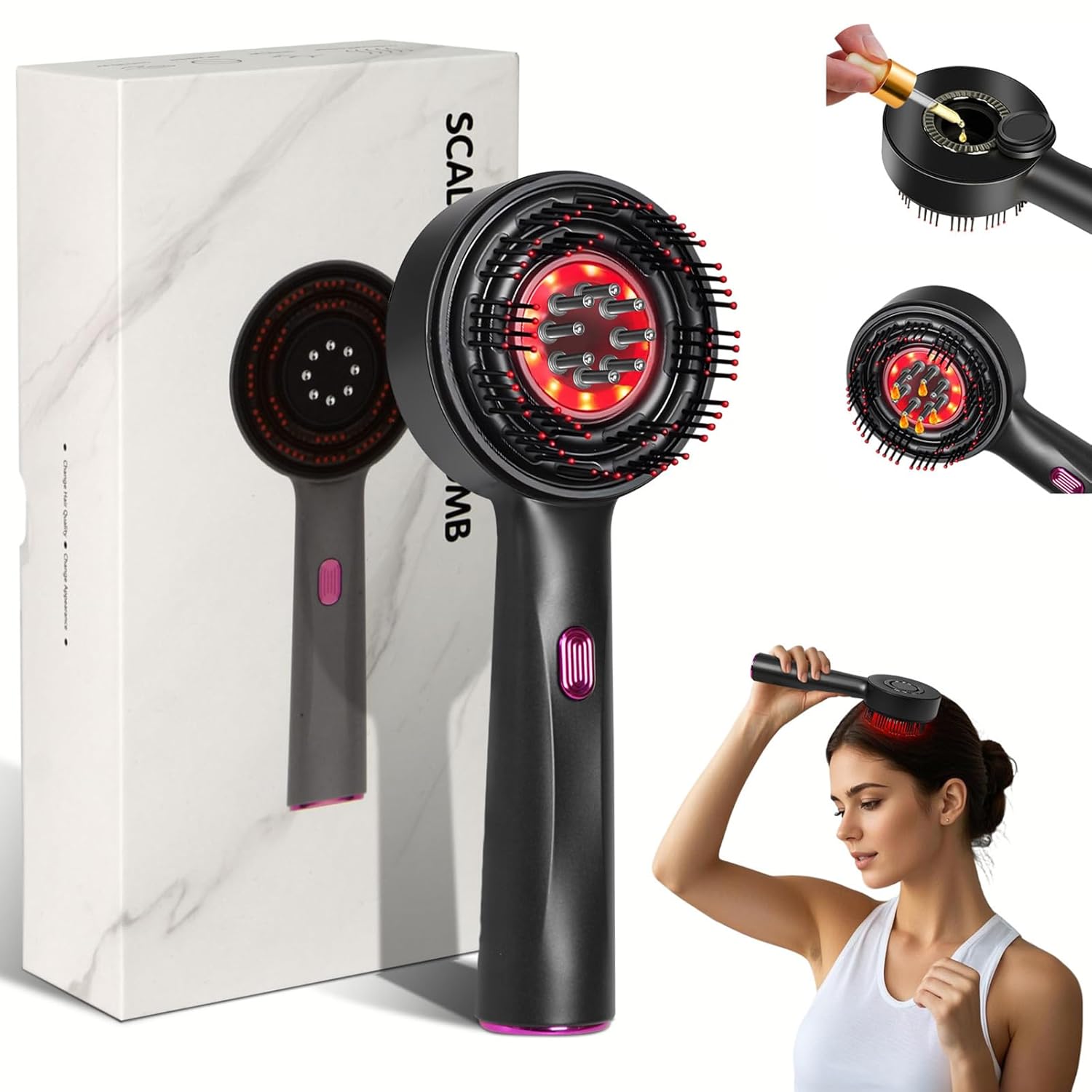 Laser Therapy Hair Growth Comb, Red Light Hair Brush, Electric Scalp Massager for Hair Growth, Hair Oil Applicator for Hair Care