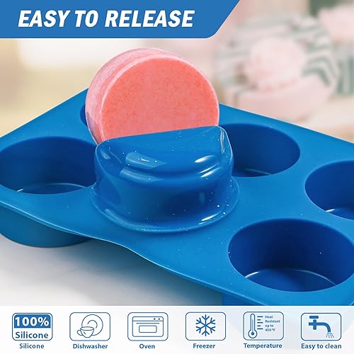 Miniatura 6 de Webake Juego de moldes para pasteles de 2 tamaños diferentes, moldes planos de silicona para postres cubiertos de chocolate, sin BPA, 2 moldes y 1