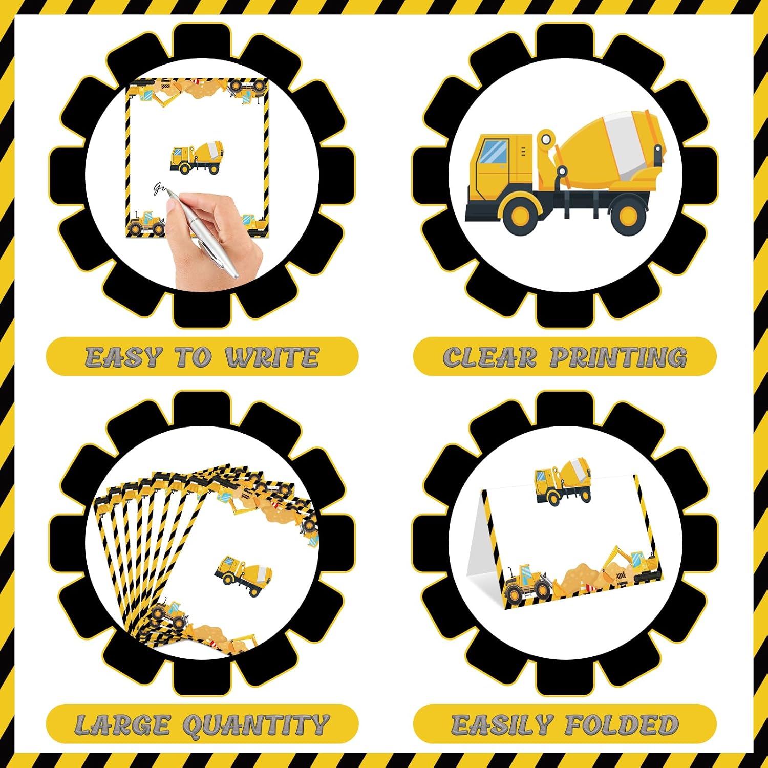 Construction Table Place Cards 50pcs Dump Truck Tent Cards Digger Excavator Food Labels Car Blank Name Card for Birthday Baby Shower Construct Theme Party Table Setting Supplies