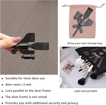 Fantasyon Upgraded Black Portable Door Lock Travel Additional Safety and Privacy Solid Heavy Duty Security for Traveling Home Apartment Living Hotel Motel,Schools, Dormitories (AE3608)
