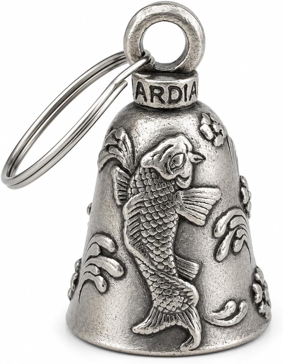 Animals Good Luck Bell w/Keyring & Black Velvet Gift Bag | Motorcycle Bell | Lead-Free Pewter | Made in USA