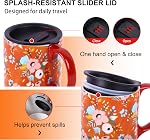 17oz Mug de voyage en céramique avec couvercle, Boho tasse à café florale avec poignée, micro-ondes & Lave-vaisselle, Grande coupe de voyage en céramique, Boîte cadeau incluse
