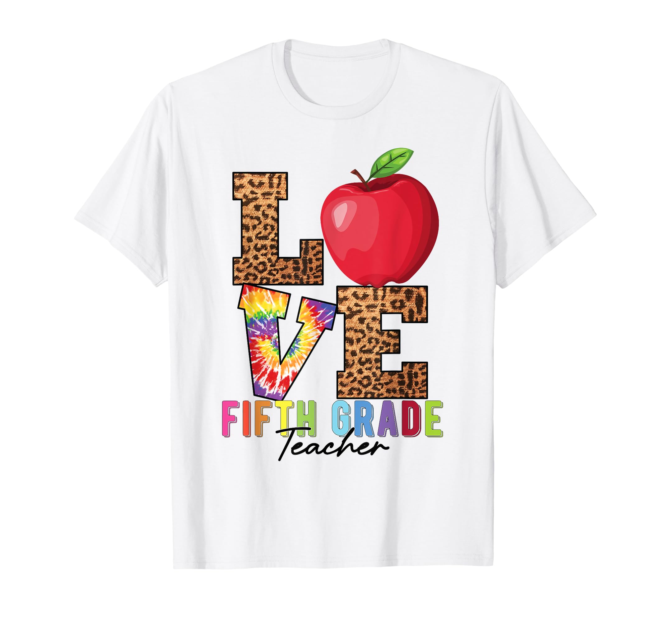 Fifth Grade Teacher Leopard Tie Dye Love 5th Grade Teacher T-Shirt for Men Women Kids