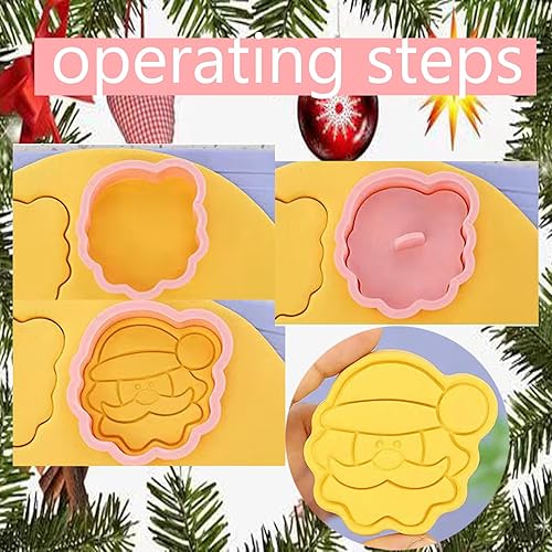 Miniatura 3 de Juego de cortadores de galletas de Navidad 2023, cortadores de galletas en 3D para hornear, moldes rosados, sellos de galletas, moldes para niños,