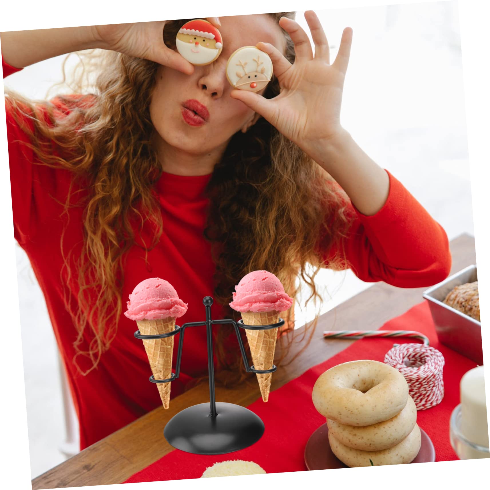 Cabilock Supporto Trasparente Per Coni Gelato in Acrilico Base Stabile Per Esposizione Dolci e Snack Stand Da Tavolo Elegante Per Feste e Buffet Porta Coni Gelati Visibile e Robusto