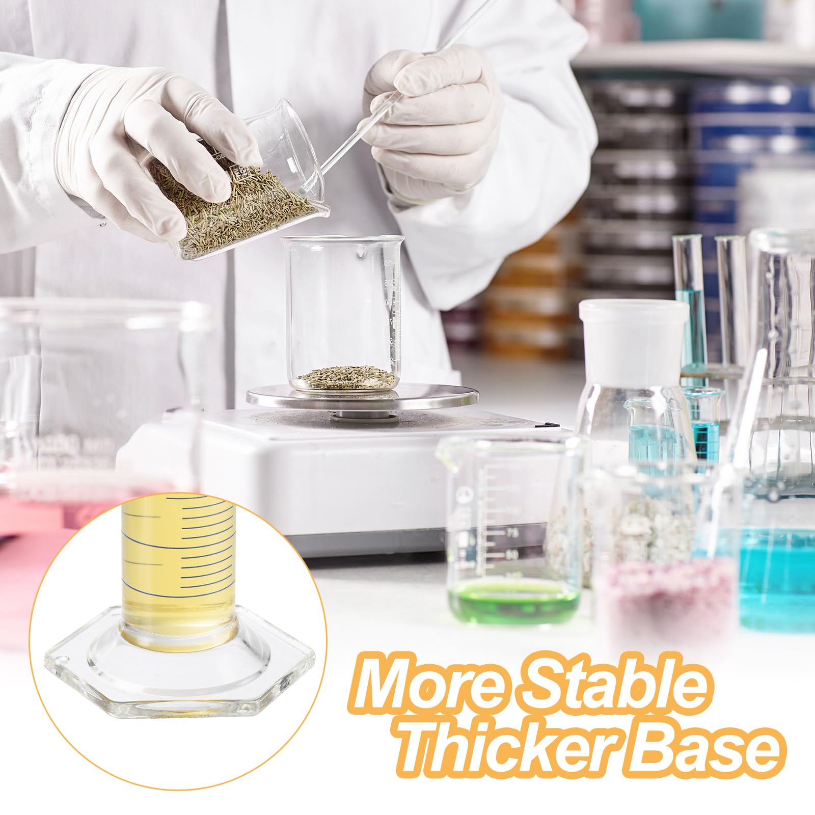 PATIKIL Cilindro Graduato da 100/250ml, 3.3 Base Esagonale Del Cilindro Graduato in Vetro Borosilicato per Esperimenti di Laboratorio, Trasparente