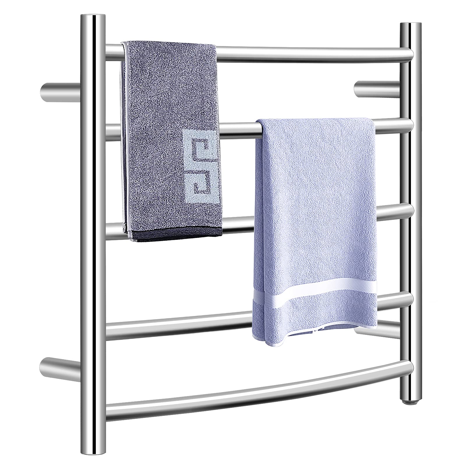 Tangkula Towel Warmer, Wall Mounted Curved Towel Drying Rack, Electric  Heated 5 Bars Towel Warmer Rack, Polished 304 Stainless Steel Plug-in  Heated Towel Rack for Bathroom, 24.5”L x 6”W x 22”H :