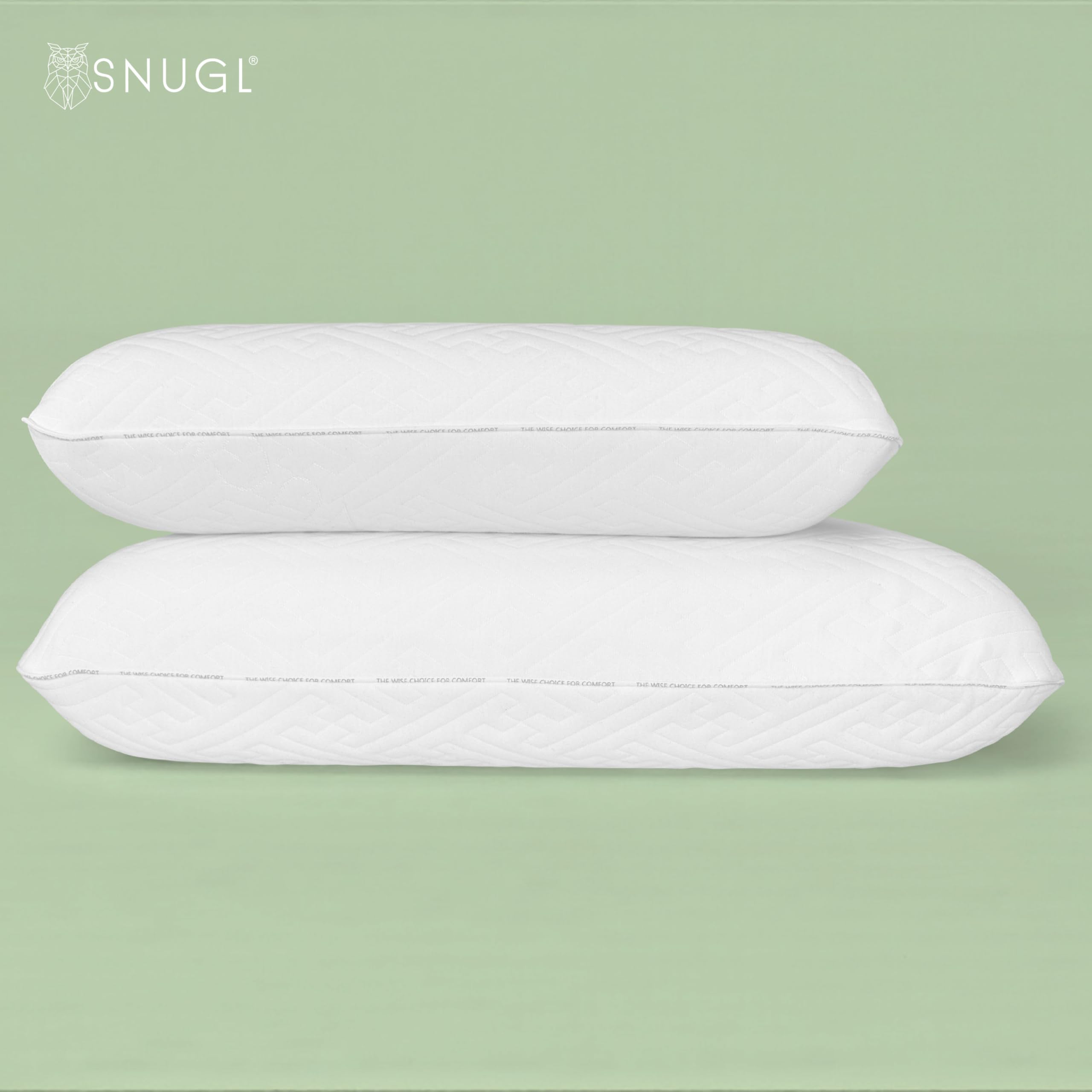 SNUGL Cuscino Classico in Memory Foam – Cuscino Ortopedico per Dolori Cervicali, al Collo e alle Spalle – Supporto Ergonomico per Dormire su un Fianco o sulla Schiena – Cuscino Letto Ipoallergenico