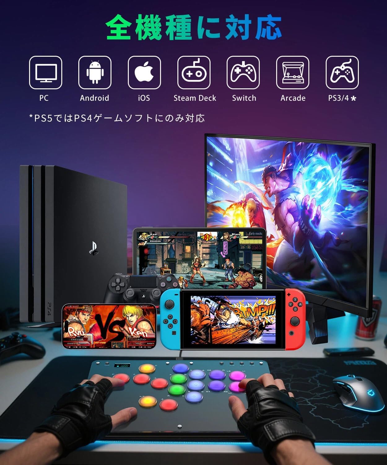 Amazon.co.jp: アケコン レバーレス コントローラー ps4コントローラー