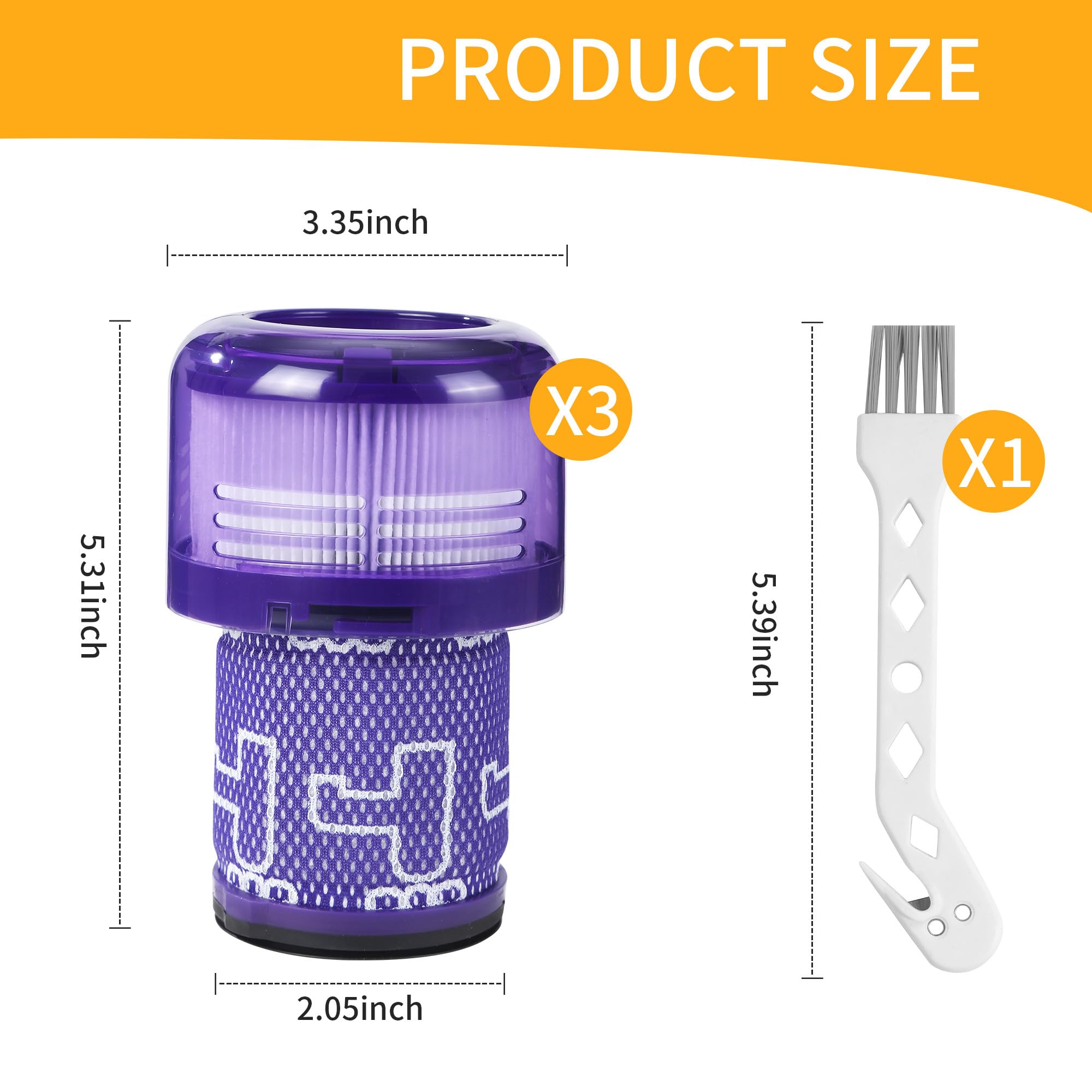 Lot de 3 filtres V12 pour aspirateur V12, pièces de rechange pour filtre