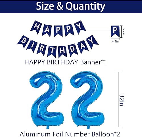Miniatura 82 de Decoraciones de fiesta de cumpleaños azul número 16 para niños y niñas, suministros de globos de feliz cumpleaños 16 con pancarta de feliz