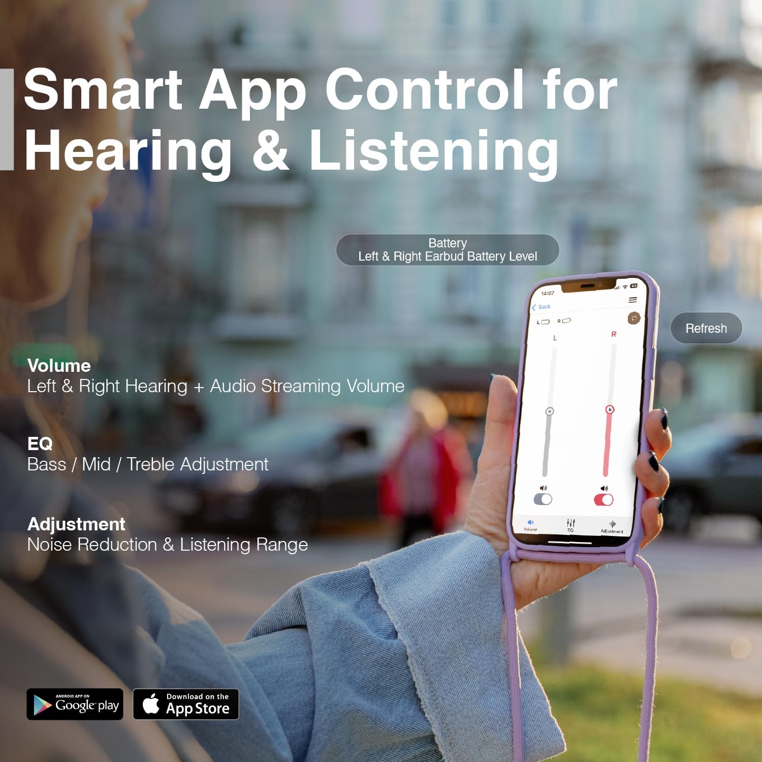 F1-S OTC Hearing Aids for Seniors, Rechargeable Battery, Bluetooth App Control & AI Noise Reduction, Invisible Design, Includes 3 Cleaning Brushes