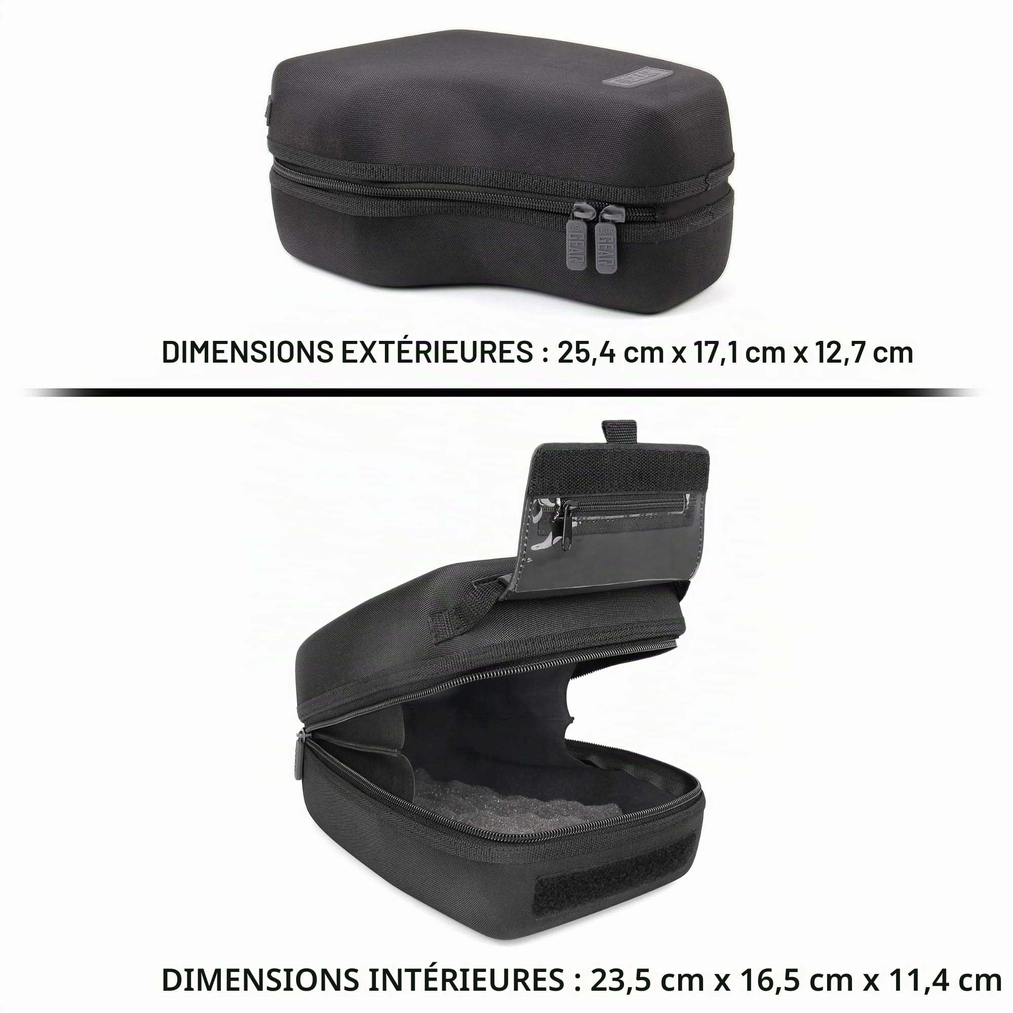 USA Gear Coque Dure Appareil Photo DSLR à Accès Rapide avec Intérieur Rembourré, Boucle de Ceinture et Poignée Recouverte de Caoutchouc - Compatible avec Nikon, Canon, Pentax et Plus ! - Noir