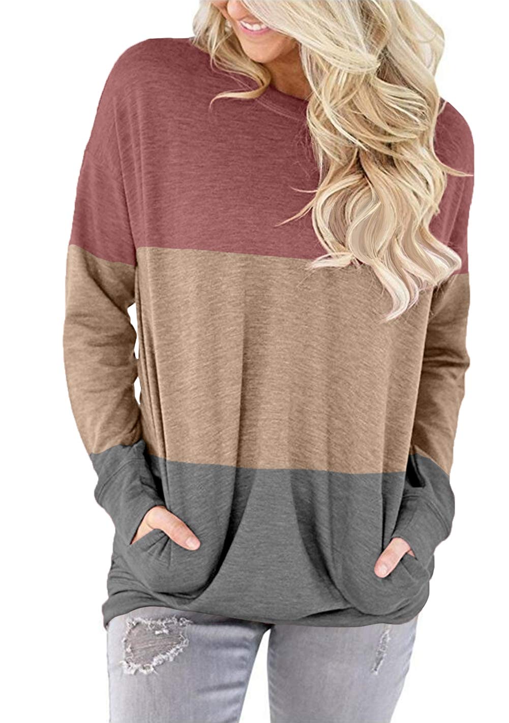 AngerellaWomen's Casual Loose Fit Pocket Shirts Printed Tops