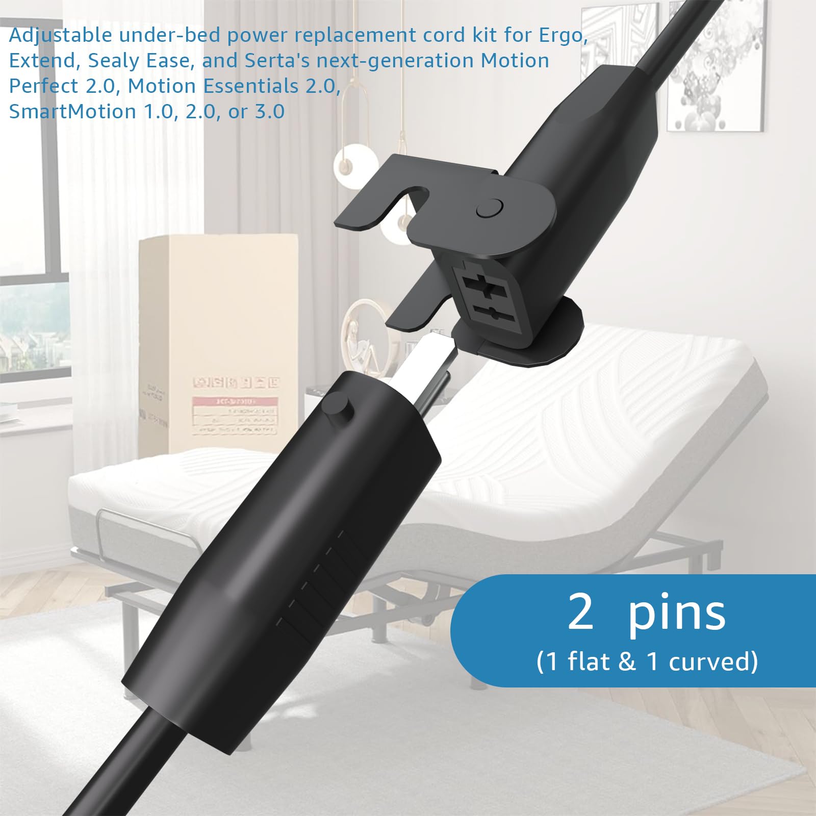 Verstellbare Bett-Ersatzteile – Universelles verstellbares Bettgestell-Ersatznetzteil-Set für Schlafnummer, Tempur-Pedic und mehr, schwarz
