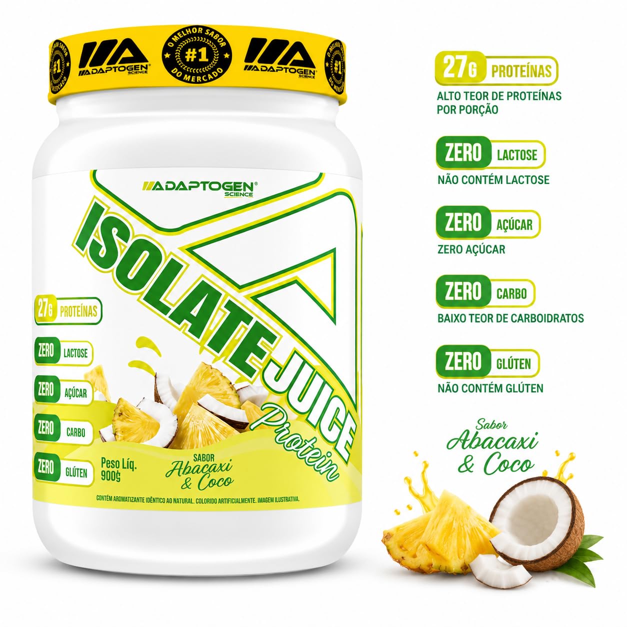Tasty Isolate Juice Abacaxi & Coco 900g - Proteína Isolada, Zero