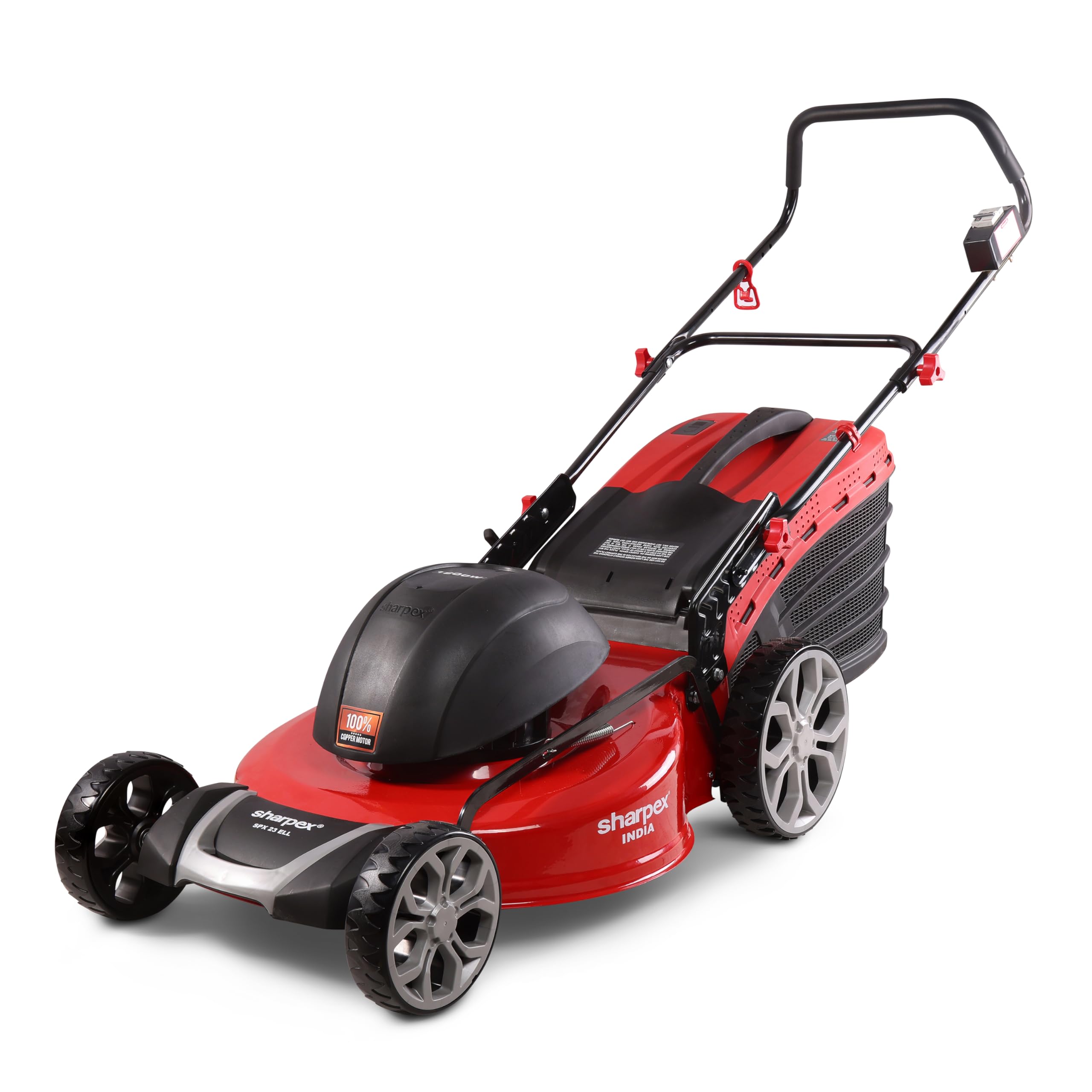 Sharpex 2500w Electric Lawn Mower with 22" Blade & Pro Series Motor, 6 Cutting Heights, 70l Grass Box – Heavy-Duty Lawn Cutter for All Types of Grass in Garden, Yard & Farm (Red, 3.25hp Copper Motor)-image-37