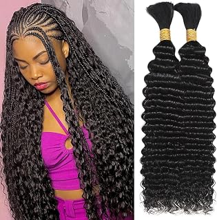 Boho Hair for Braiding Curly Wave Braids Human Hair 18 Inch Bulk Bundles | 110g Human Braiding Hair for Boho Braids,Deep Wave Water Wave,Natural 1B Color,12A Bohemian Braids,Knotless,Tangle Free