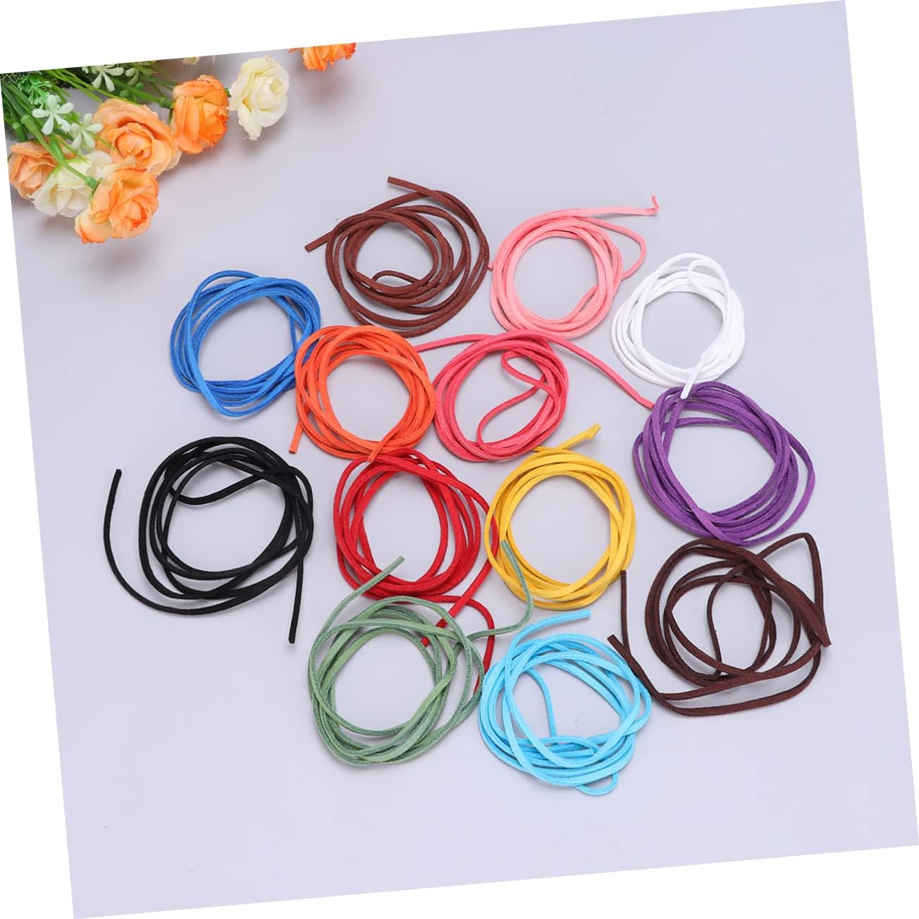 NUOBESTY 20 Pcs Plush Leather Cords for DIY Jewelry Making Double Sided Flat Cowhide Rope for Bracelets Necklaces Craft Projects Mixed Color