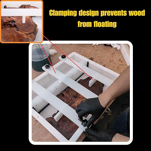 Miniatura 4 de Kalinta Molde epoxi reutilizable sin sellado, 19.5 x 19.5 x 3 pulgadas, molde de resina grande para mesa de río, tabla de cortar, mesa de café de