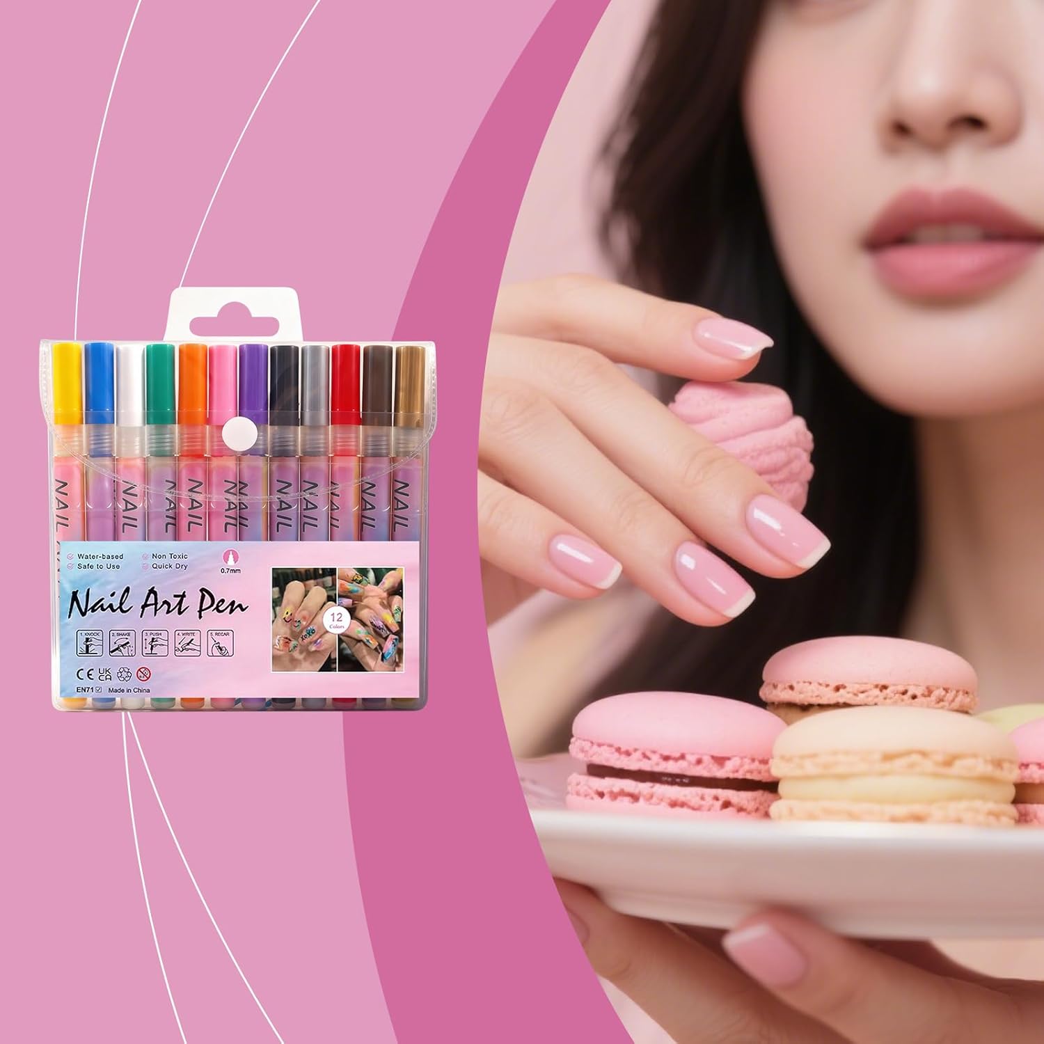 12 Colors Nail Art Pens Set,girl gift, Upgrade DIY Nail Art Marker Drawing Painting Liner Pen, for Graffiti Dotting Drawing Painting Point Liner, Kit Home Nail Salon DIY (1 Set)