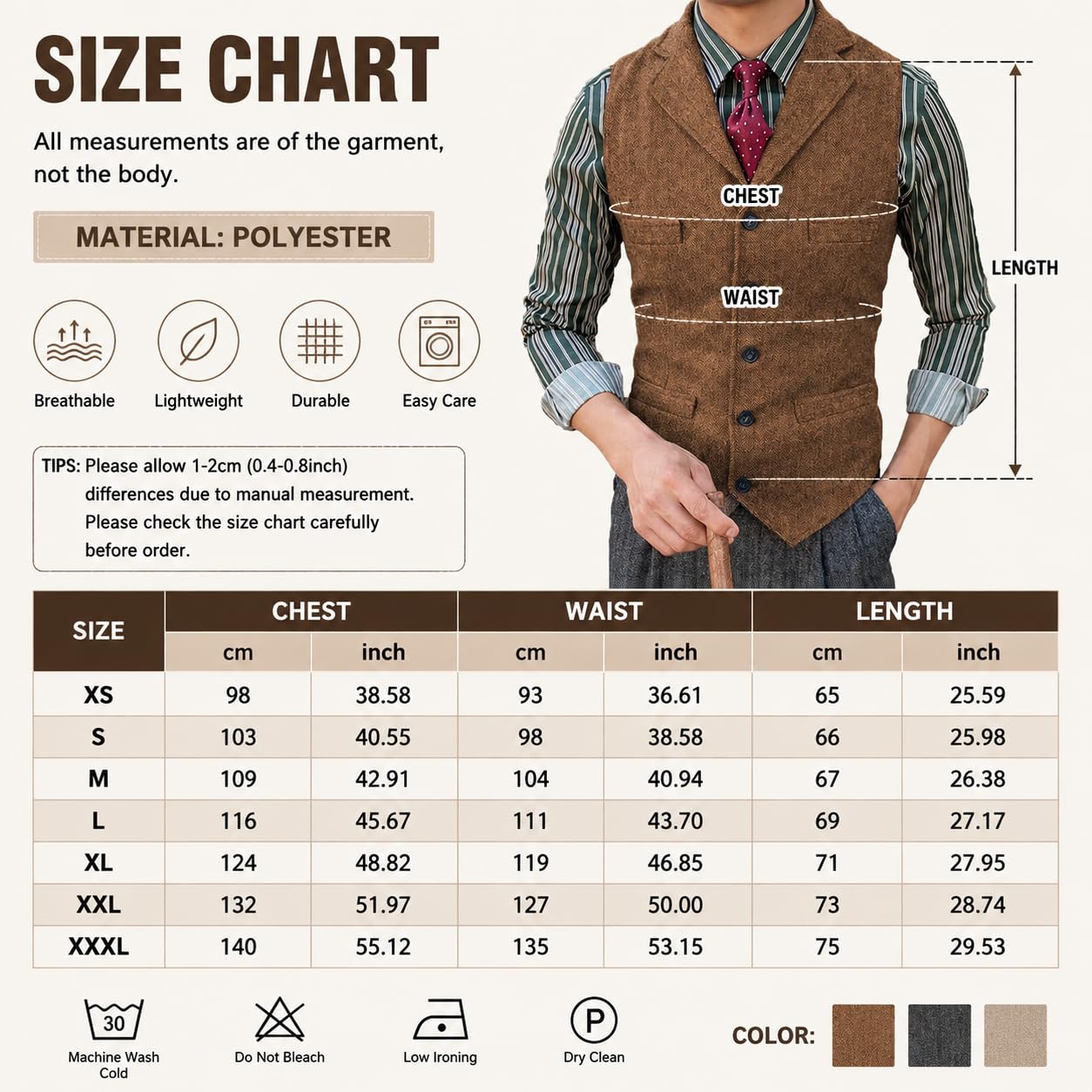 Generico Gilet Da Uomo In Tweed, Vintage, Con Revers, 5 Bottoni, Tasca, Classico, Casual, A Spina Di Pesce, Ideale Per Matrimoni, Feste E Oktoberfest.