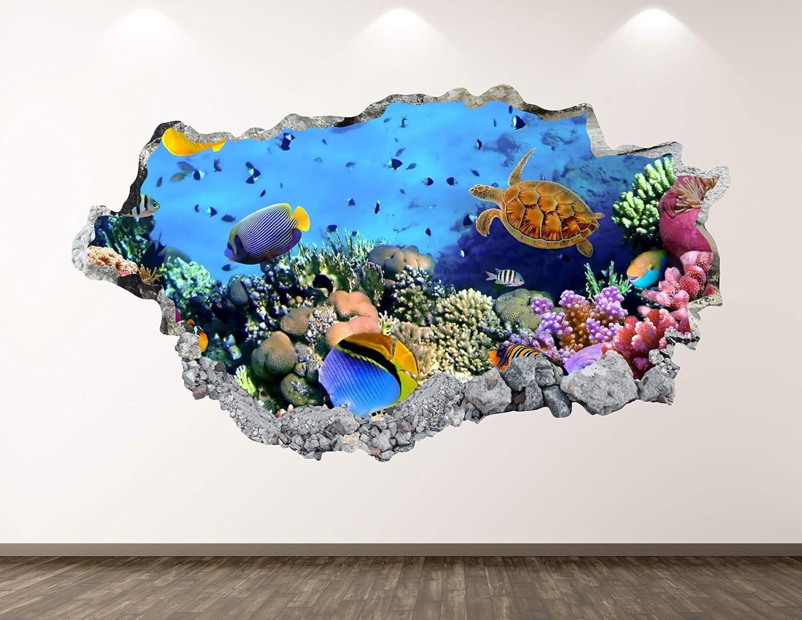 Wandtattoo 3D Durchbruch Fischkorallenozean Wandsticker Wanddekoration selbstklebend Abnehmbare Wandaufkleber Deko Schlafzimmer Wohnzimmer Kinderzimmer Kunst Wohnkultur Wandbilder 70x122cm