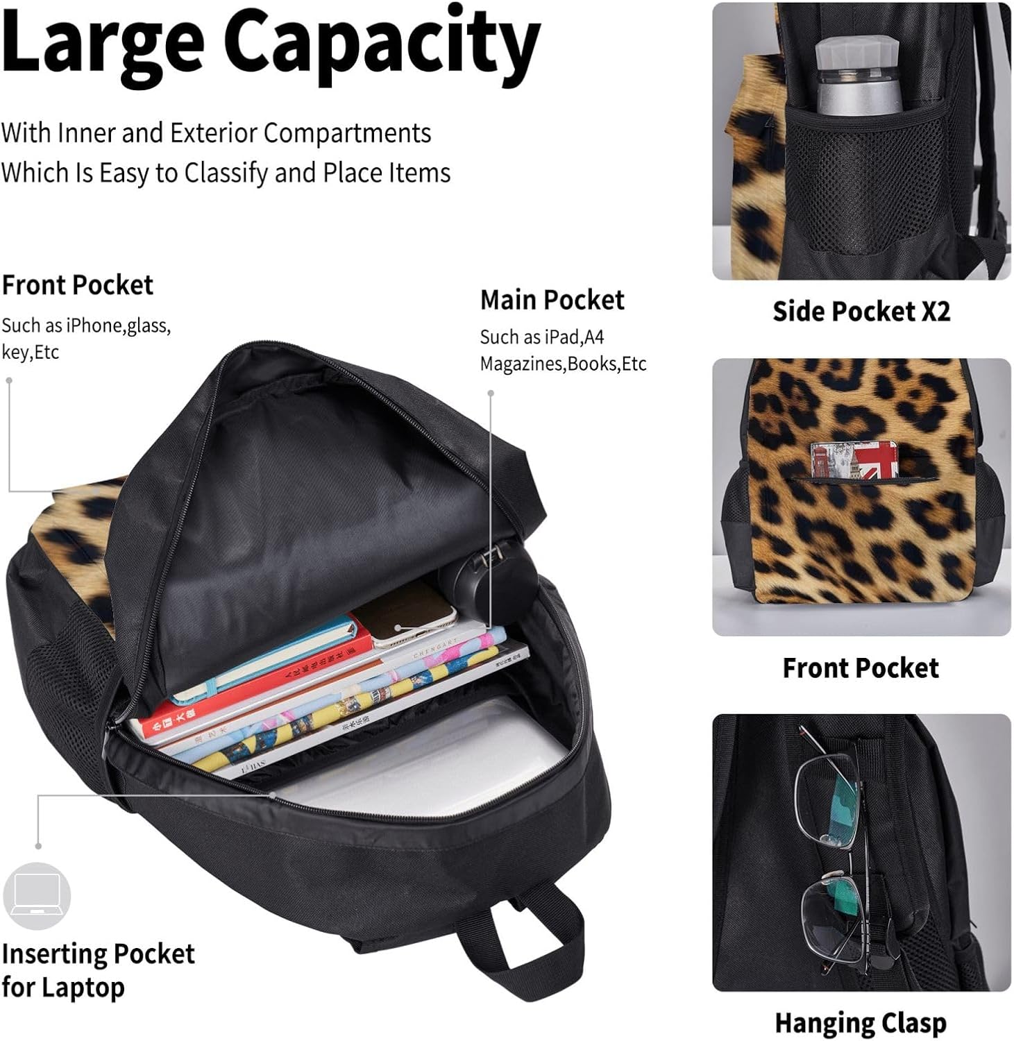 3 in1 Travel Laptop Backpack with Lunch Bag and Pencil Case Casual Daypack image 5