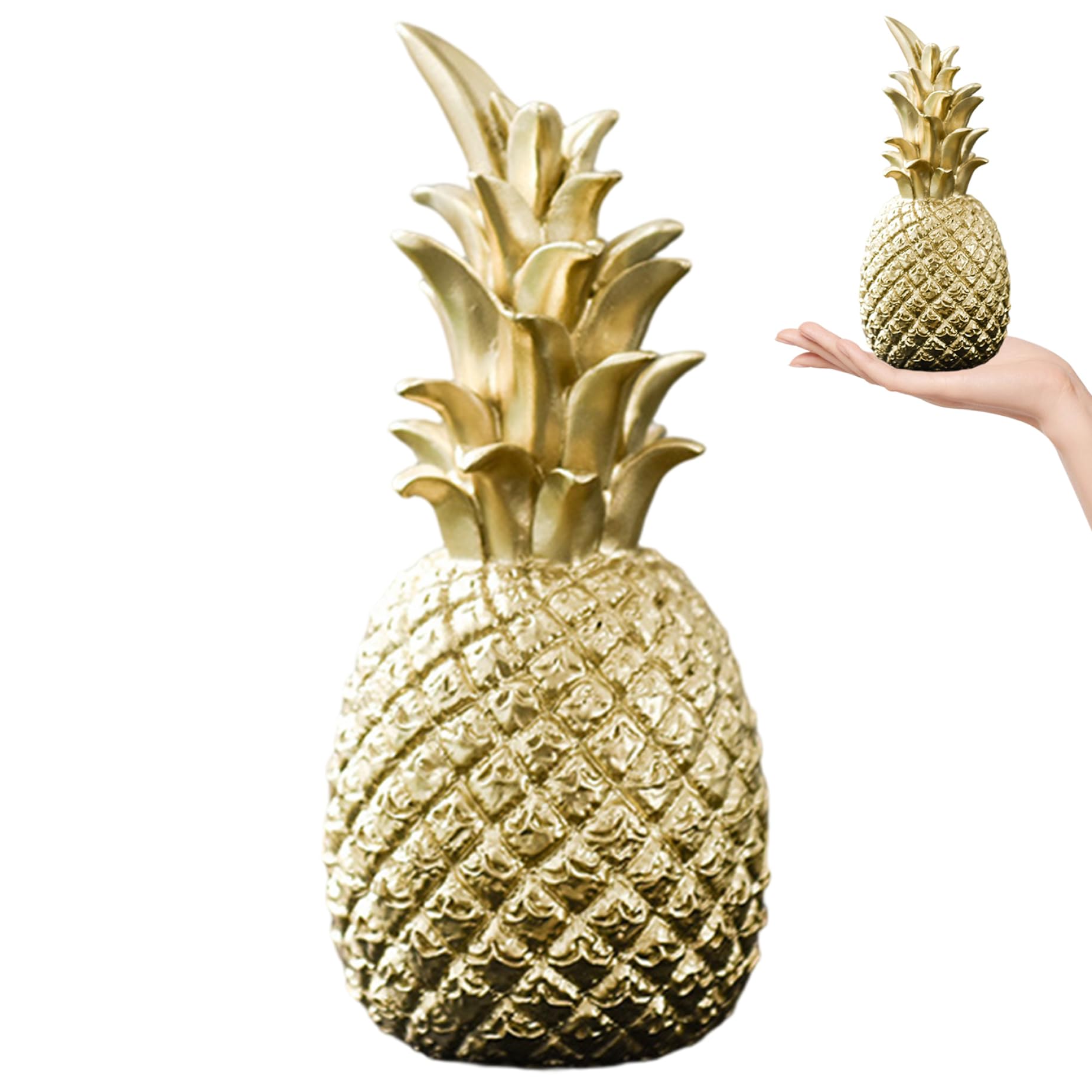 Azidweryq Gold Pineapple Decor, Realistic Pineapple House Ornaments Resin Fruit Figurine For Tabletop Office Decoration Decor