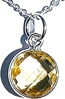 Vista 107 de Round Pendant Necklace, Natural Gemstones, Labradorite, Rainbow Moonstone, Crystal, Rose Quartz, Amethyst, Citrine, Sterling Silver, Handmade