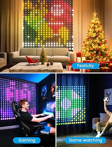 Miniatura 7 de Luces LED Inteligentes para Cortina, 400 LEDs RGB+IC que Cambian de Color para Pared, 6.6 x 6.6 pies Luces de Cadena LED de Patrón Dinámico DIY para