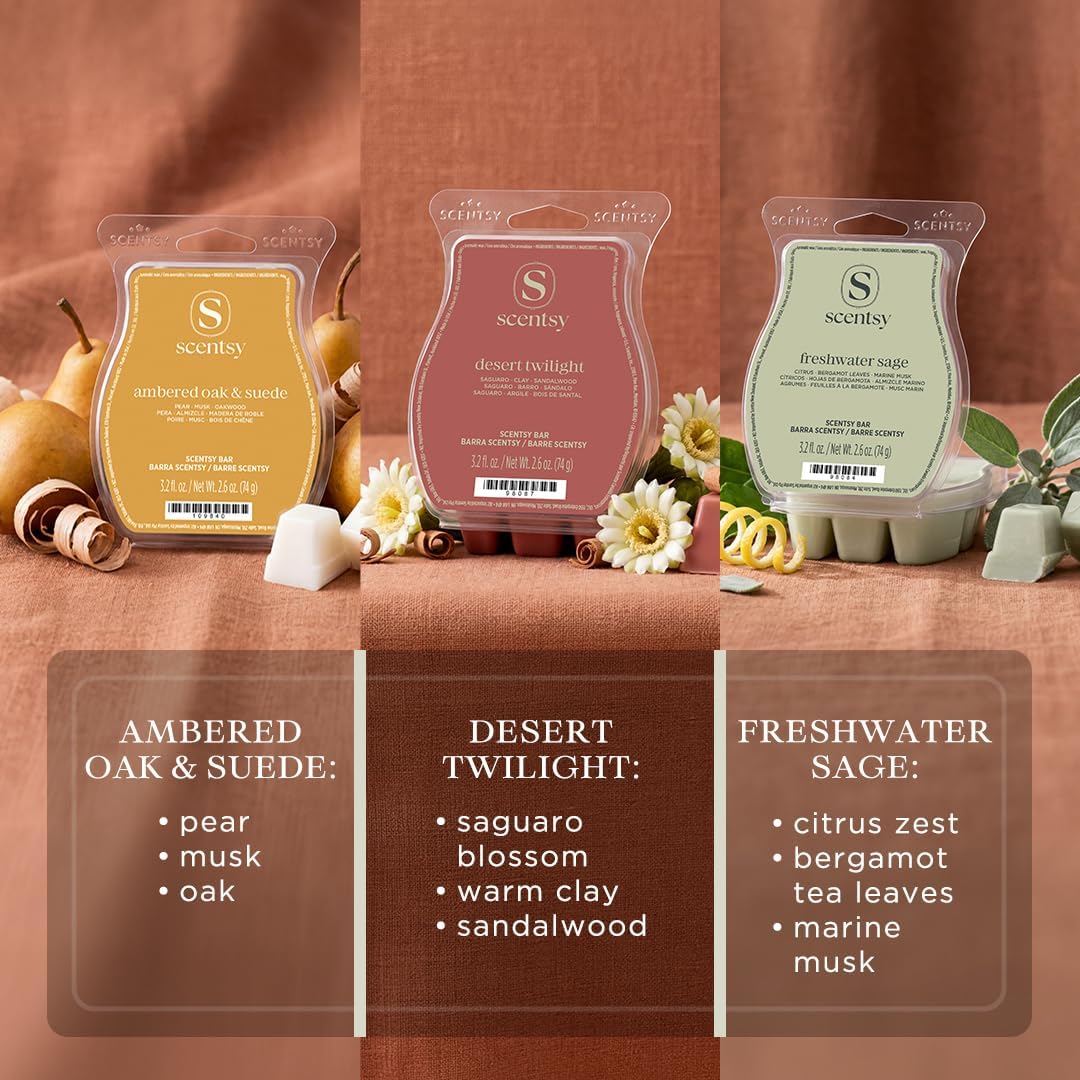 Scentsy Wax Melts, Nature Scents 3 Bar Set, Paraffin Wax Cubes, 7.8 oz