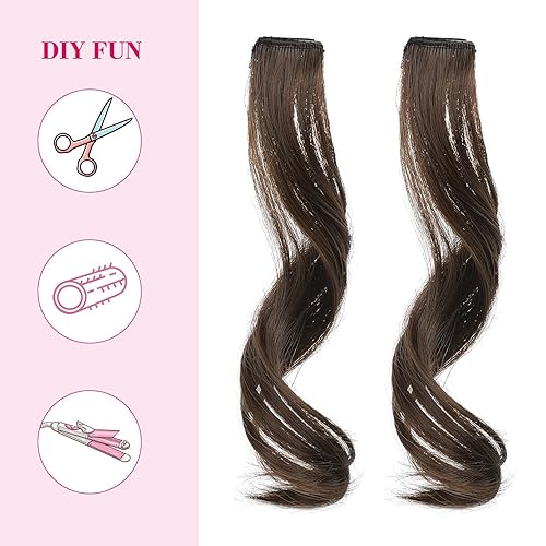 Miniatura 40 de REECHO Flequillo de aire lateral largo, ondulado y rizado con clip en la parte delantera para mujer, uso diario, juego de 2 varillas largas, rubio
