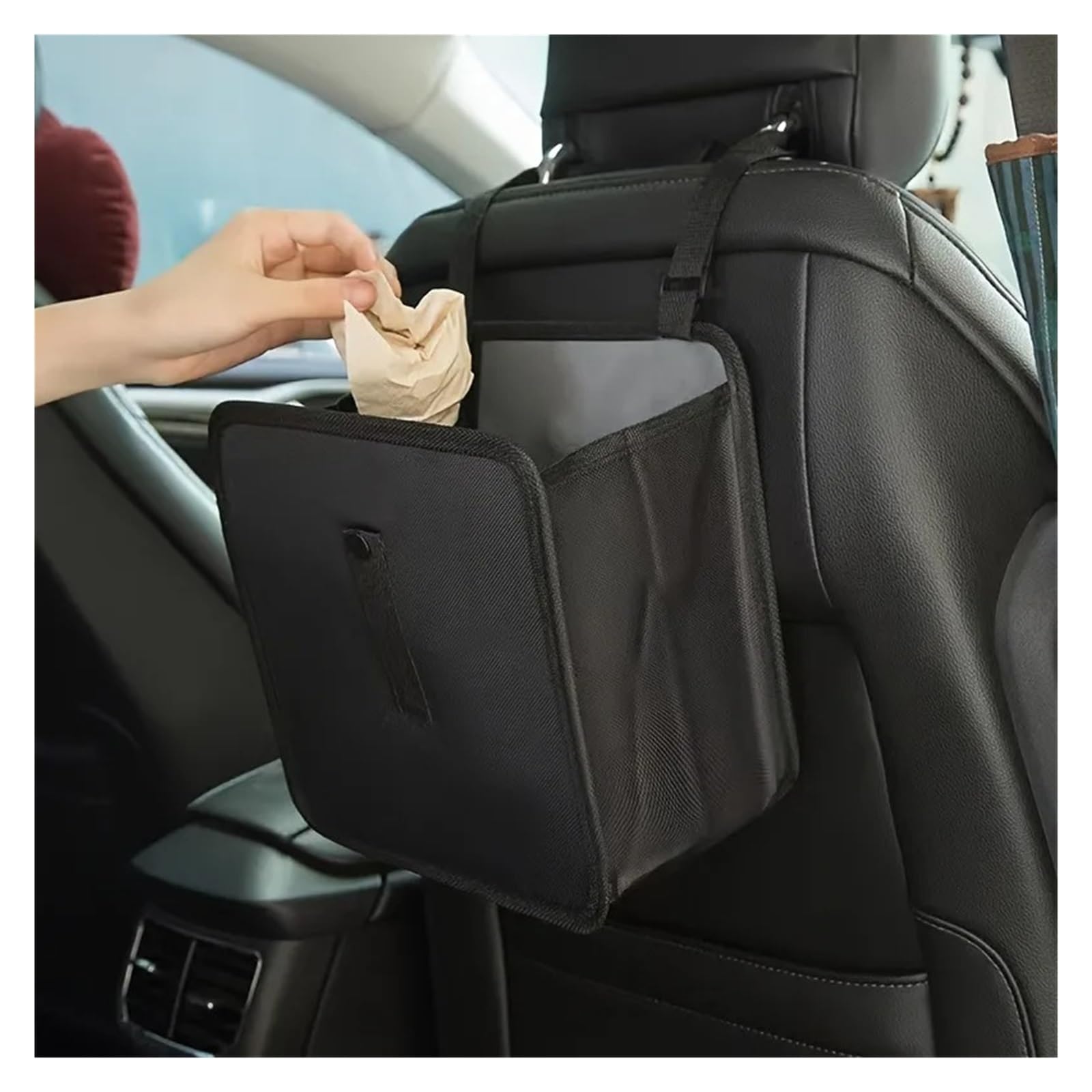 Poubelle De Voiture Poubelle Multifonctionnelle À Dossier Siège Voiture Sac Rangement Étanche avec Déchets Suspendus, Portable Poubelles Véhicule(Black 2pcs)