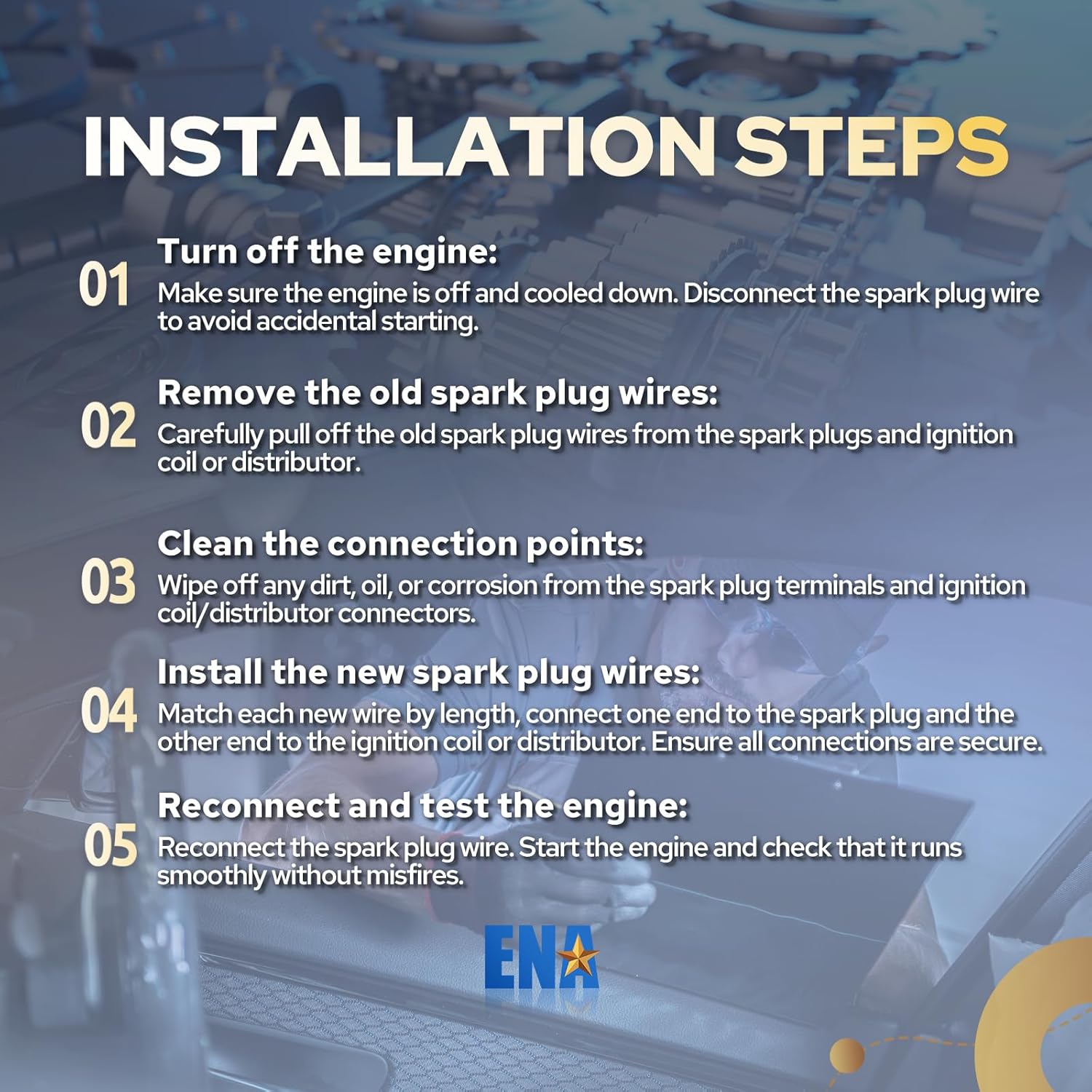 ENA Spark Plug Wire Set Compatible with Dodge Durango 1500 2500 3500 V8 5.7L 2003 2004 2005 Replacement for 358344 7884K