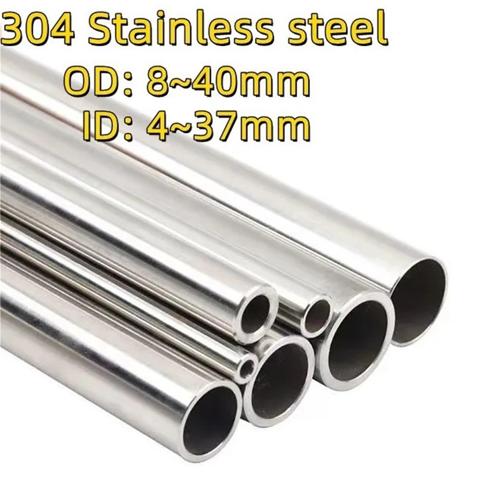 Tubos metálicos sin costura Tubo redondo de acero inoxidable 304 49 cm longitud, pulido por dentro y fuera for construcción(35 * 32mm)