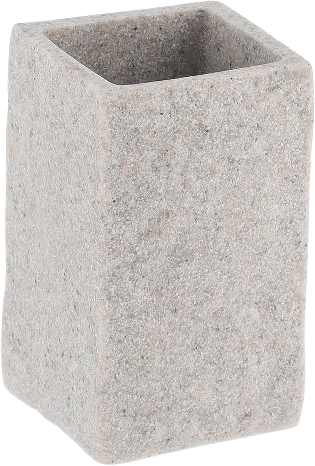 Square Resin Stone Effect Bath Tumbler Cup Toothbrush Holder Gray