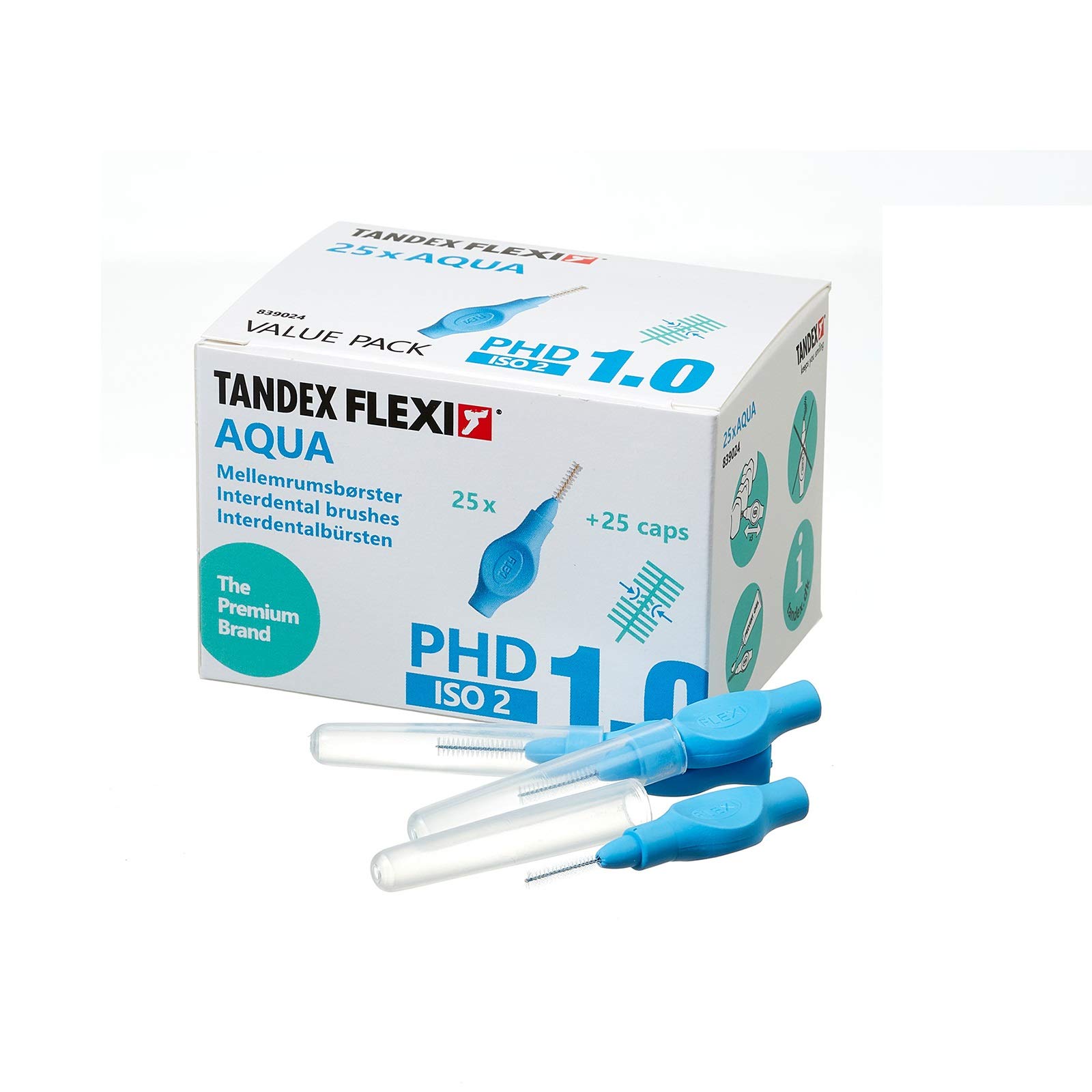 Tandex Flexi - Cepillos interdentales (1,0 mm, 25 unidades), color aguamarina