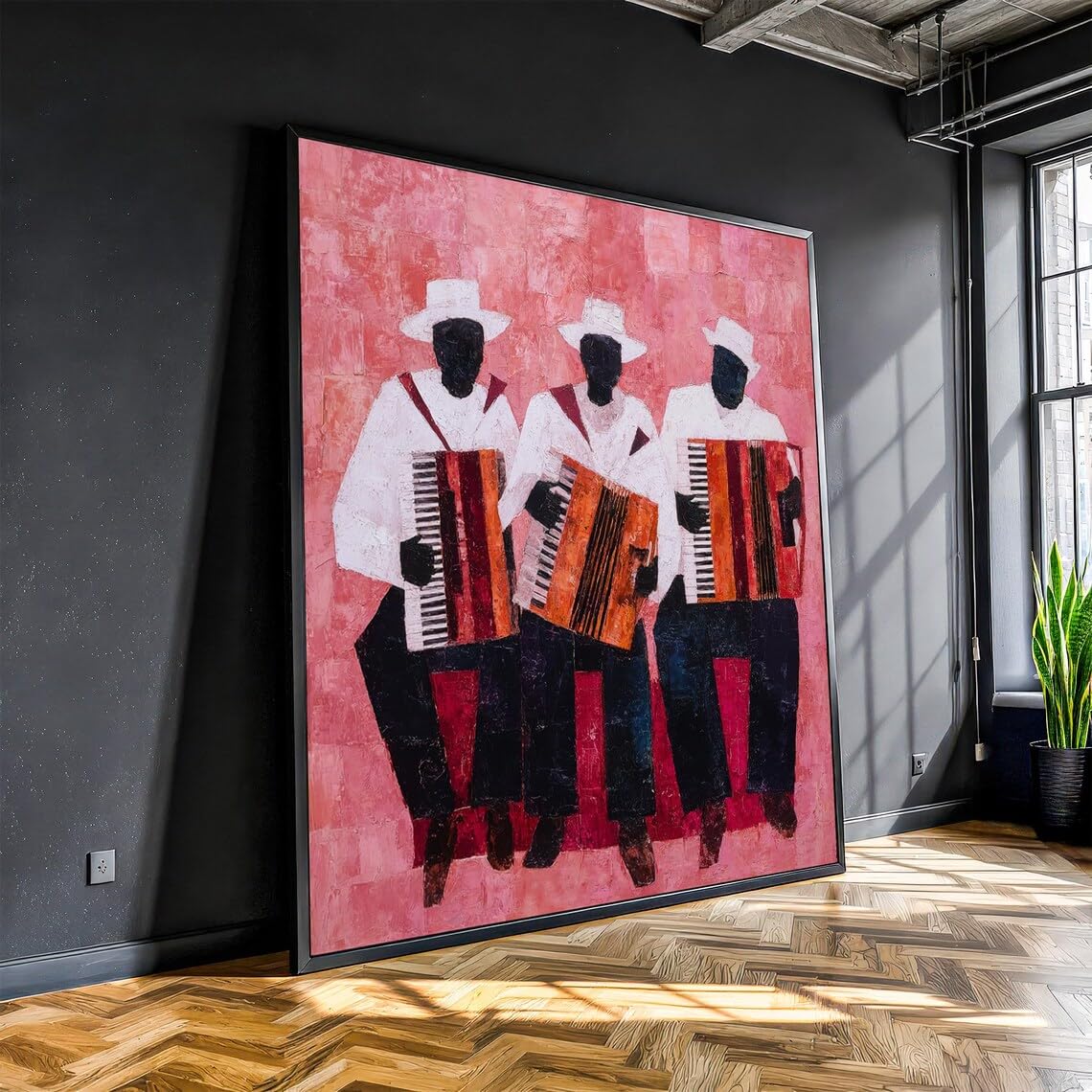 Tableau abstrait de joueurs d'accordéon sur châssis bois rigide - 8