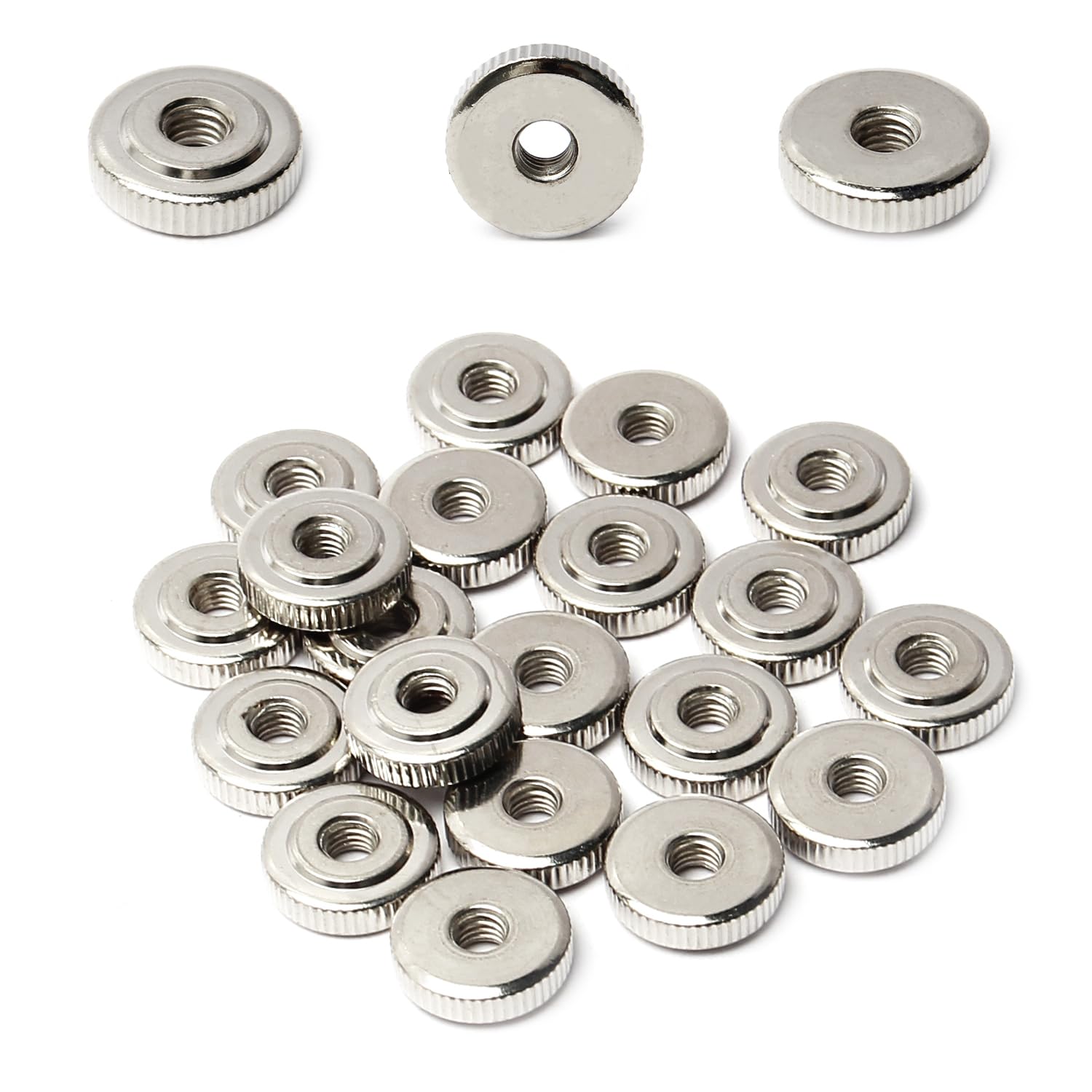 M6 Round Connector Nuts, Carbon Steel Coupling Nut 5mm/0.20inch Height,Pack of 20