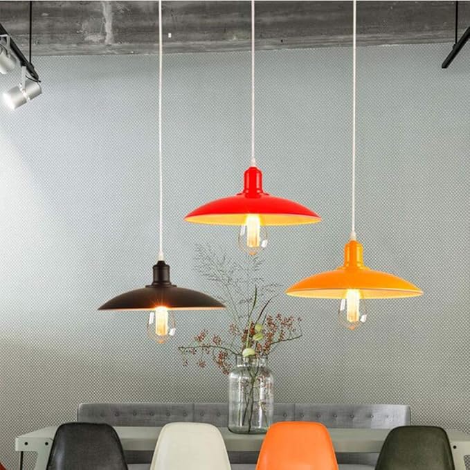 Mengjay Hanglamp, metaal, E27, industrieel, vintage, retro, industrieel, modern, loft, lamp voor eettafel, eetkamer, woonkamer, slaapkamer enz. (geel) photo 2