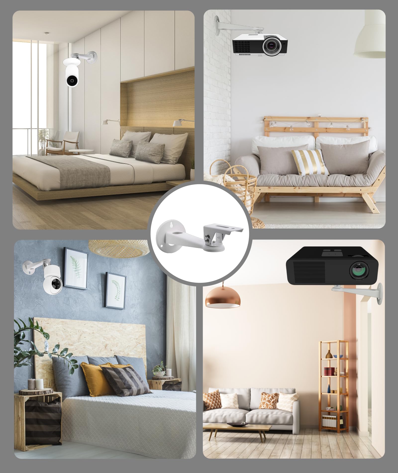 GODSDWARES Projector Wall Mount, Projector Wall Mount Stand, Mini Projector Wall Mount Projector Hanger Security Camera Housing Mounting Bracket for CCTV Camera Projector Webcam Rotation 360° (White) - Image 6 thumbnail