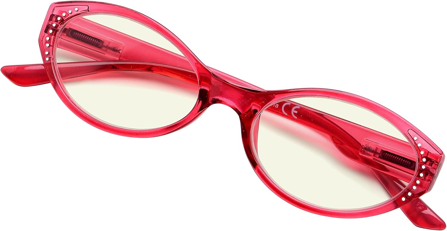 CessBlu 4 works Oval Blue Light Blocking Computer Eyeglasses for Women Glasses, 4pc-mix, +0.0 - Image 5