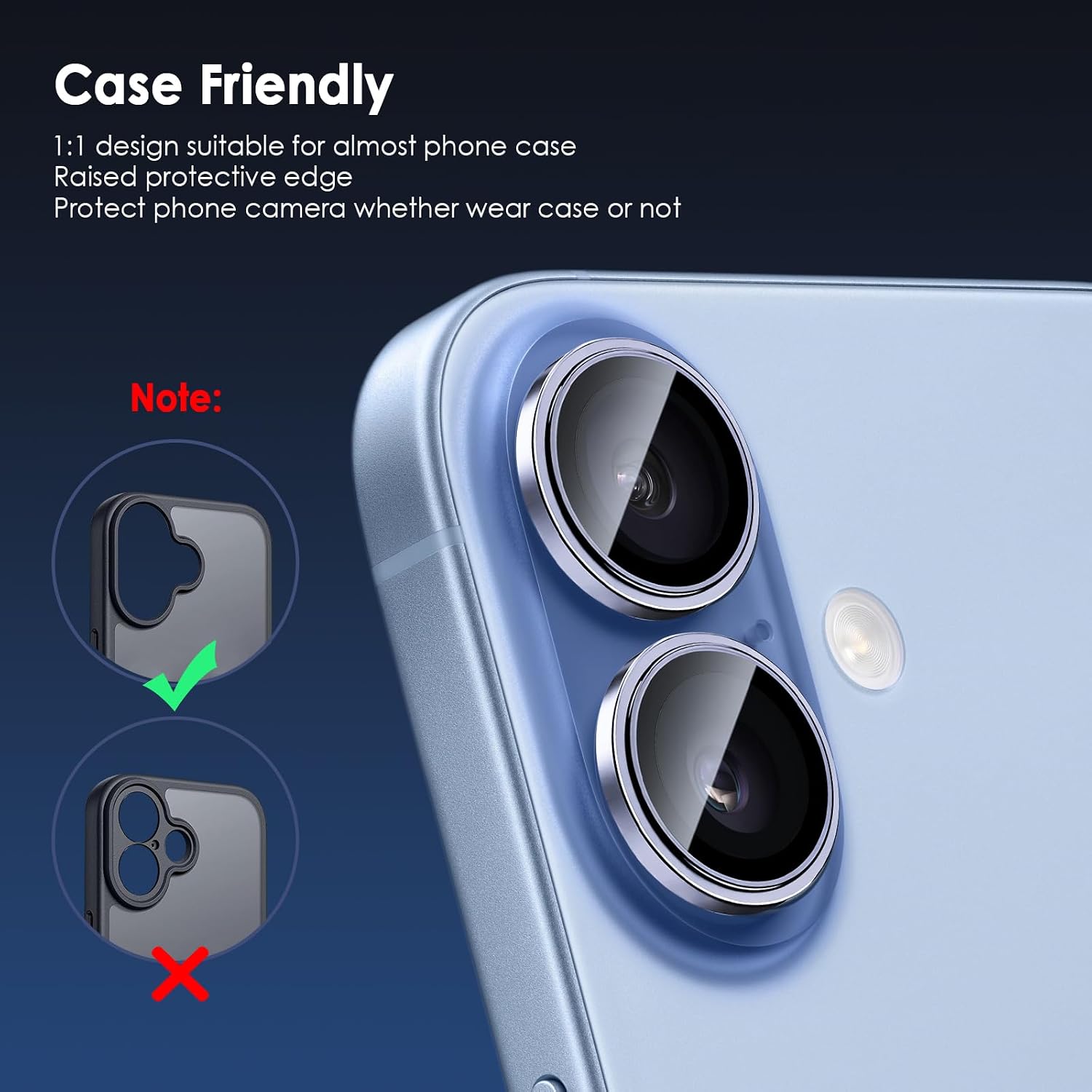 TENOC Camera Lens Protector for iPhone 17, Blue image 4